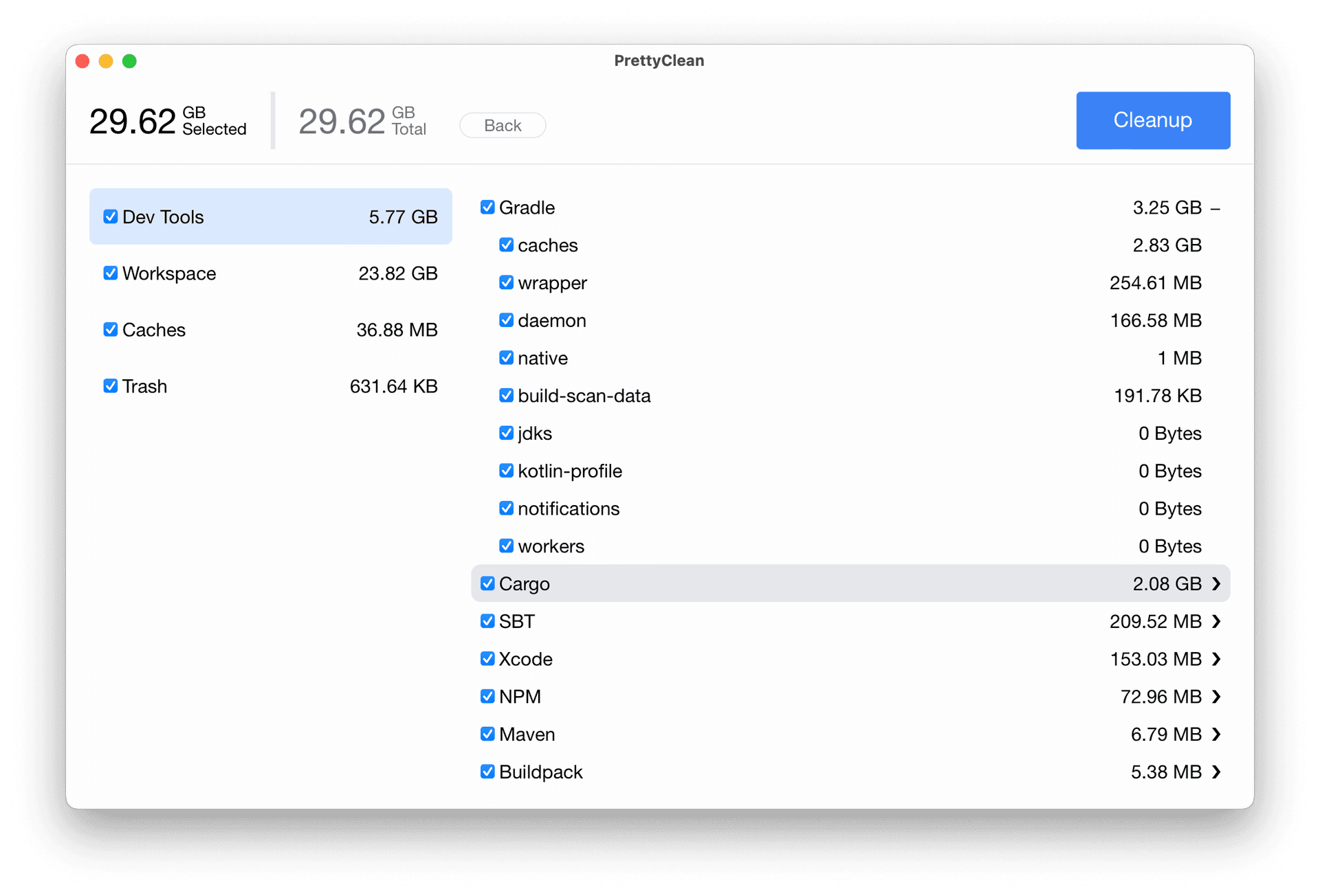 PrettyClean listing screenshot